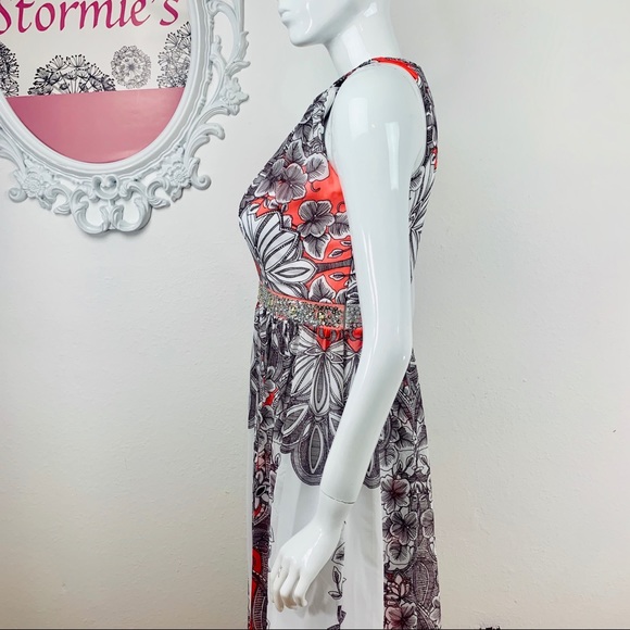 Nine West / Coral White Taupe Floral Sequins Bead - Picture 4 of 8